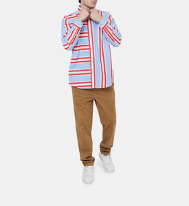 قميص بخطوط مختلطة بقصة عادية