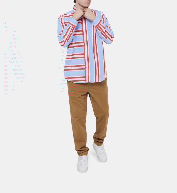 قميص بخطوط مختلطة بقصة عادية قميص بخطوط مختلطة بقصة عادية