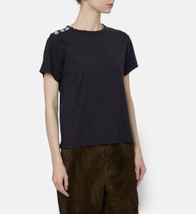 Ba and Sh Cotton Embellished T-shirt, Dark-grey, L, Model View