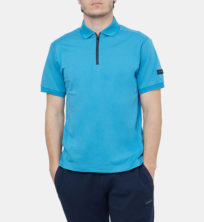 قميص بولو رياضي بنصف سحاب بقصة ضيقة