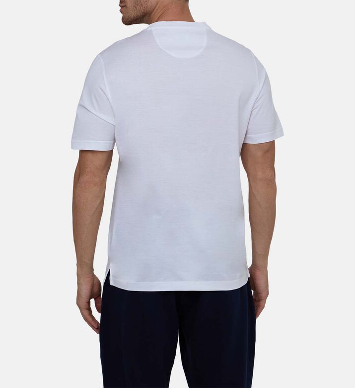 تيشيرت قطن بطبعة وياقة دائرية قصيرة الأكمام