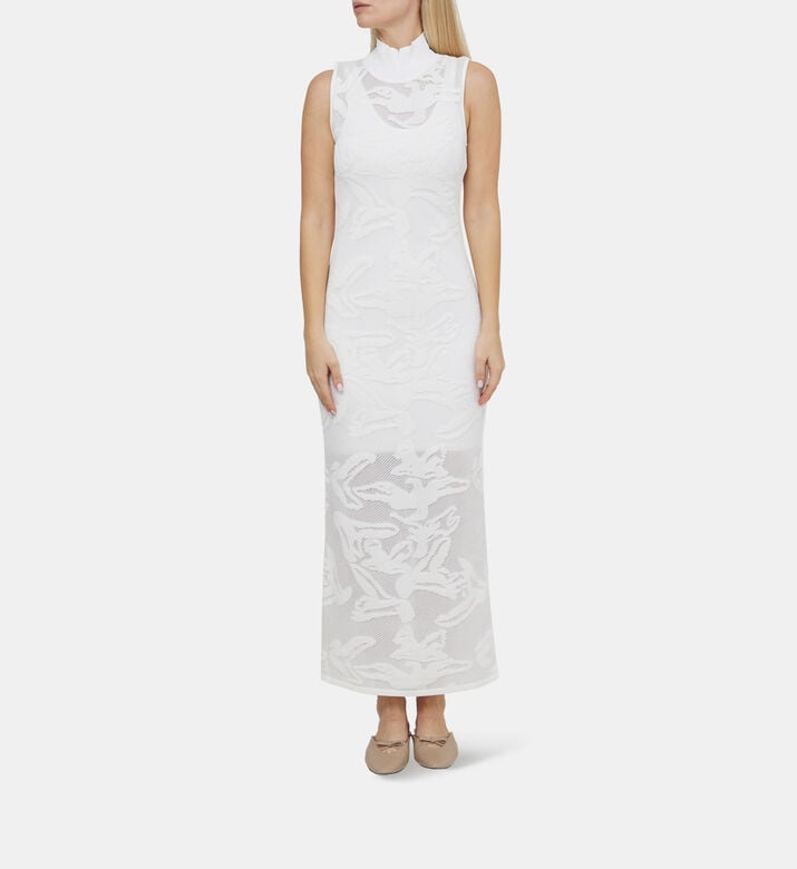 Sheer Jacquard Midi Gown Sheer Jacquard Midi Gown