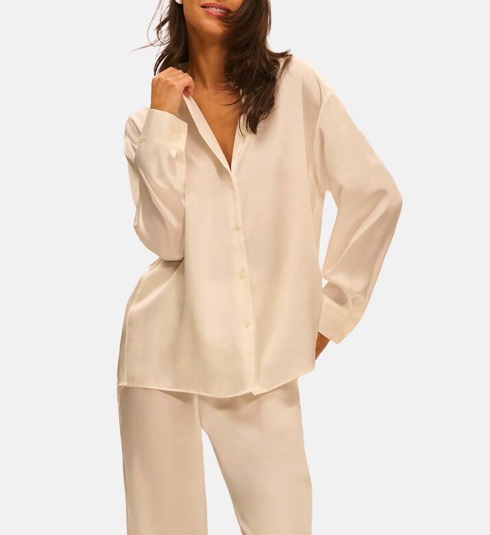 Embroidered Trim Pajama Top