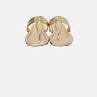 The Dual T-strap Metallic Leather Sandals