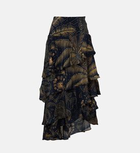 تنورة ذهبية مكشكشة بأوراق الشجر