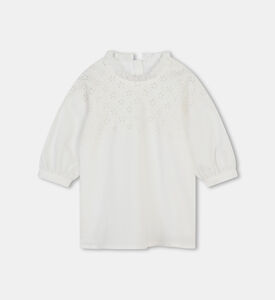 فستان تويل قطني عضوي بتطريز صدفي