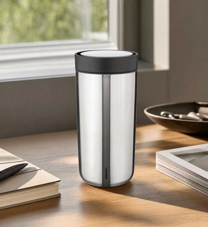 Stelton To-go Click Thermo Cup, Grey, 400-ml, Model View