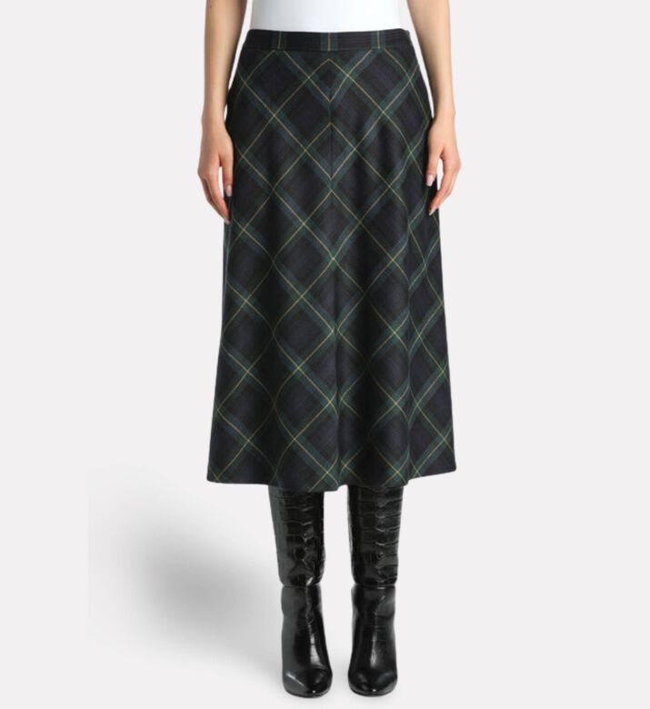 Luisa Spagnoli Fioriera Checkered A-line Midi Skirt, Model View