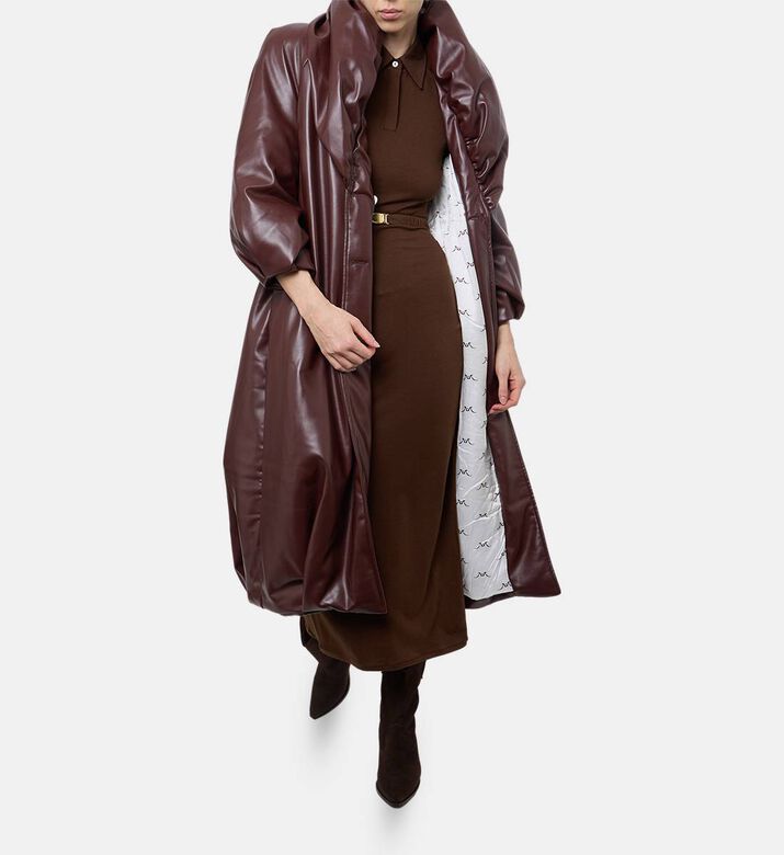 Rowen Rose Glossy Faux Leather Coat, Model View
