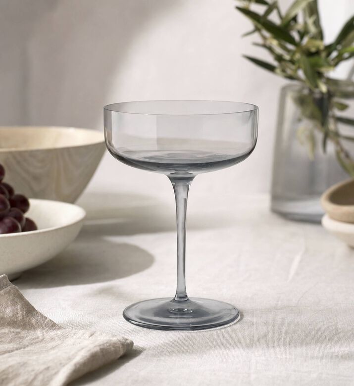 Blomus Fuum Champagne Saucer Glass Set, Grey, Model View