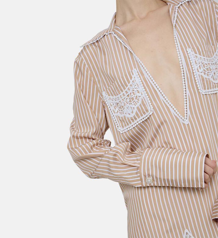 Striped Lace Detail Shirt