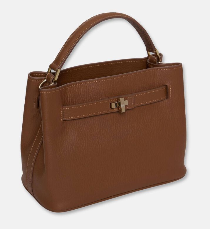 Maya.M Cognac Pebbled Leather Satchel, Packshot View