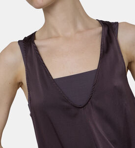 بلوزة بدون أكمام ساتان بياقة في