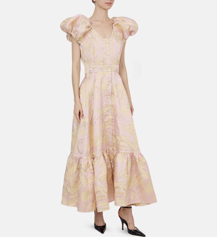 Flower-print V-neck Dress