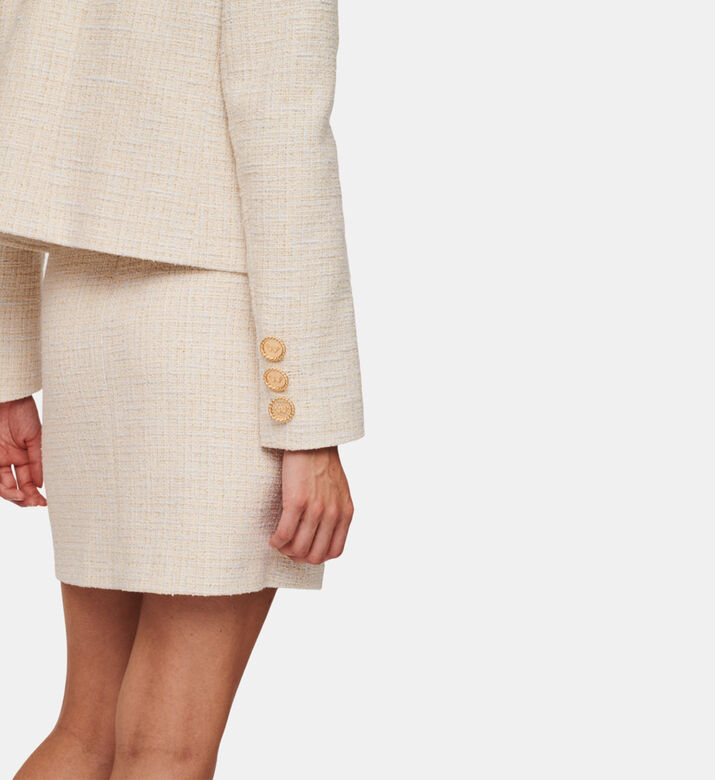 جاكيت قزحي اللون تويد قصير