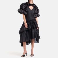 Ruffled Asymmetrical Midi Dress