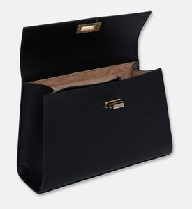 Maya.M Signature Pebbled Leather Medium Satchel, Black, Packshot View