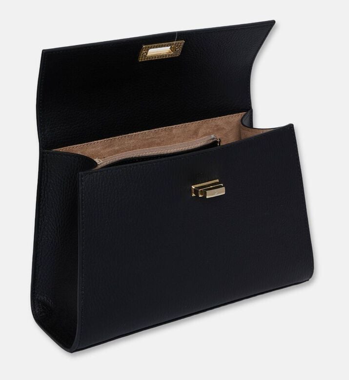 Maya.M Signature Pebbled Leather Medium Satchel, Black, Packshot View