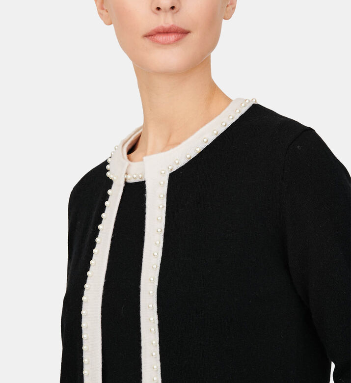 Contrasted Pearl-detail Cardigan Contrasted Pearl-detail Cardigan
