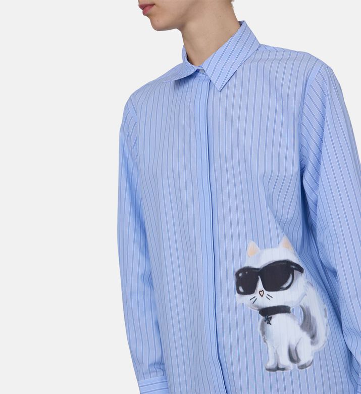 قميص طويل الأكمام مخطط بصف أزرار