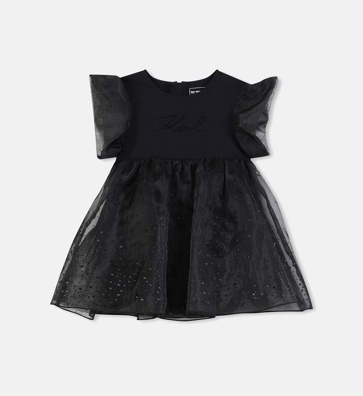 فستان قصير الأكمام مزين