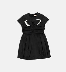 La Mia Bambina Scalloped Trims Pleated Dress, Black, 12y, Packshot View