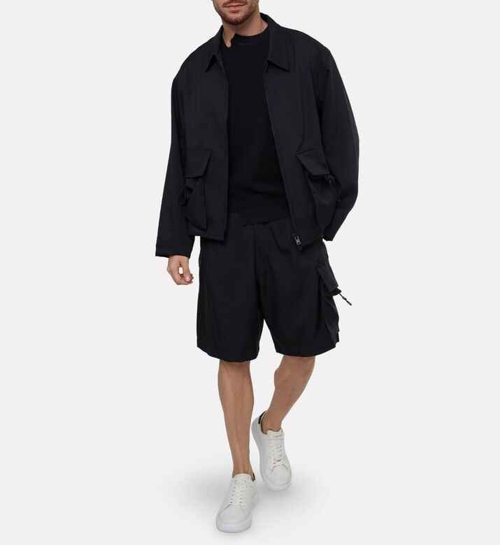 Y-3 Flap Pockets Zip Fastening Shirt, Model View