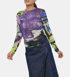 قميص بأكمام طويلة بطبعة مجردة