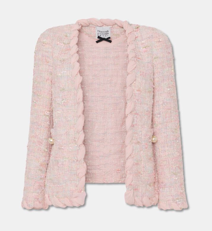 Edward Achour Paris Cropped Pearl Accents Jacket, Packshot View