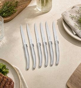 Lou Laguiole Wood Box Inox Steak Knives 6-piece Set, Model View