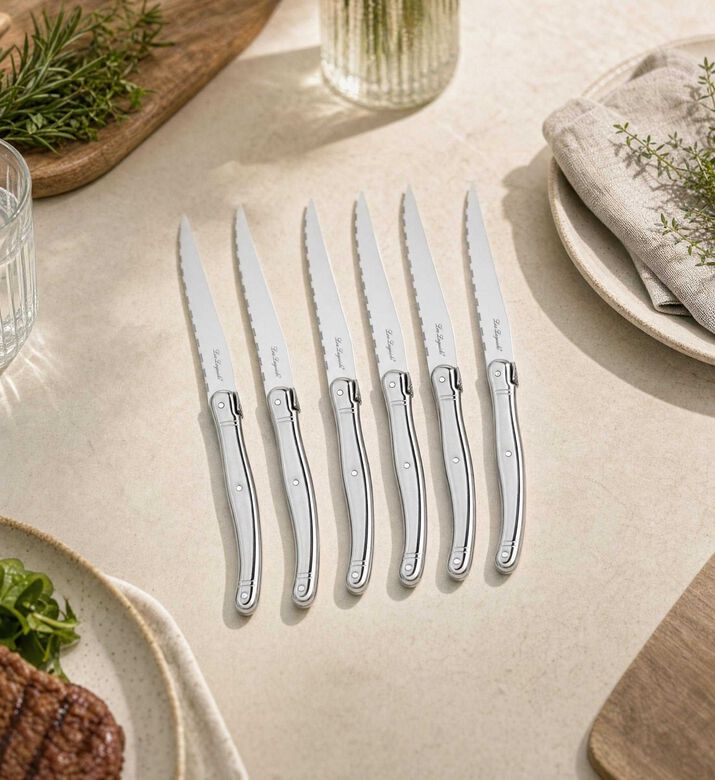 Lou Laguiole Wood Box Inox Steak Knives 6-piece Set, Model View