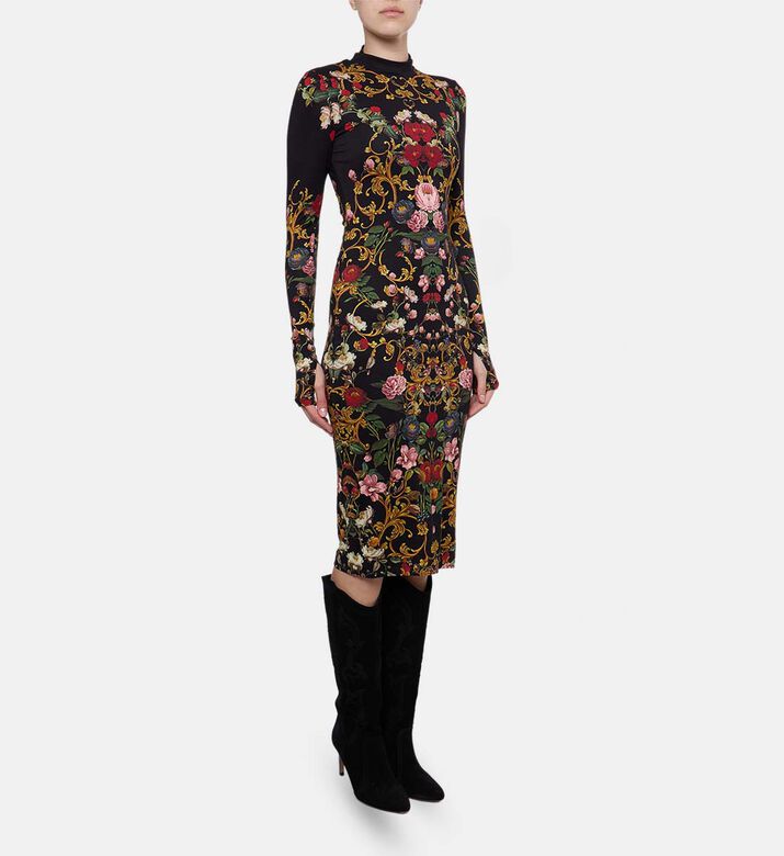 Alice and Olivia Delora Baroque Floral-print Midi Dress, Model View
