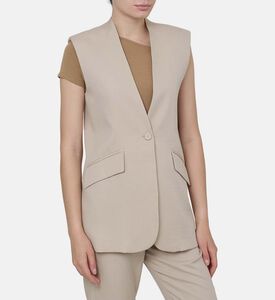 جاكيت بدون أكمام كتان بجيوب