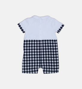 Plaid-print Short-sleeve Romper