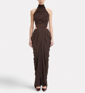 JW PEI Ruched Twist-front Halter Bodysuit, Model View
