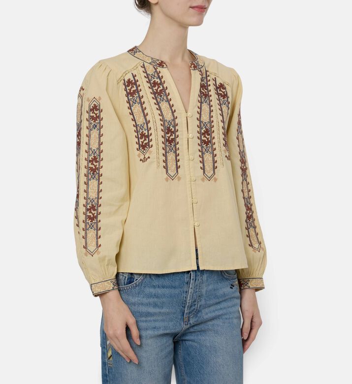 Ba and Sh Embroidered Long-sleeve Blouse, Model View