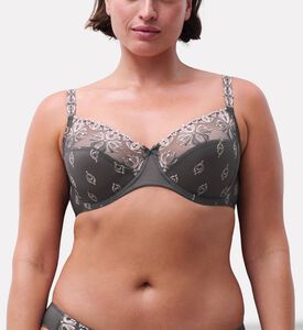 Chantelle Embroidered Underwired Bra, Dark-grey, 105, D, Model View