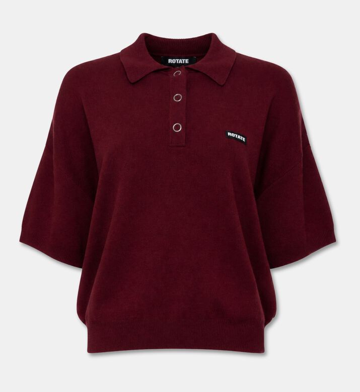 Rotate Slinky Knit Polo Neck Top, Packshot View