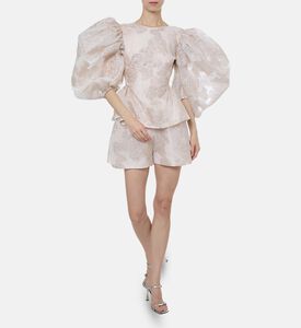 Anouki All-over Metallic Floral Peplum Top, Model View