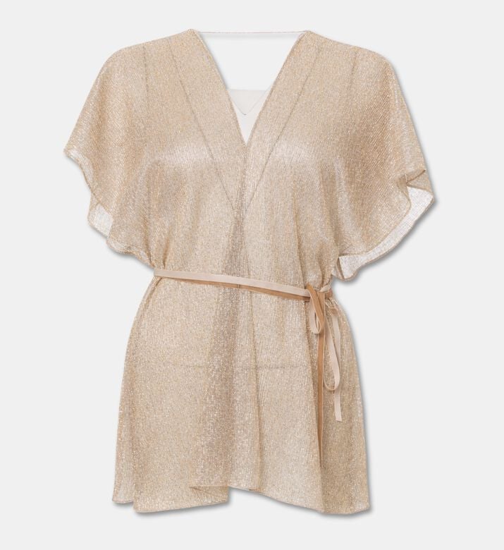 Blue For Burgundy Metallic Short-sleeve Jersey Top, Packshot View