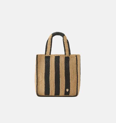 Striped Woven Tote Bag