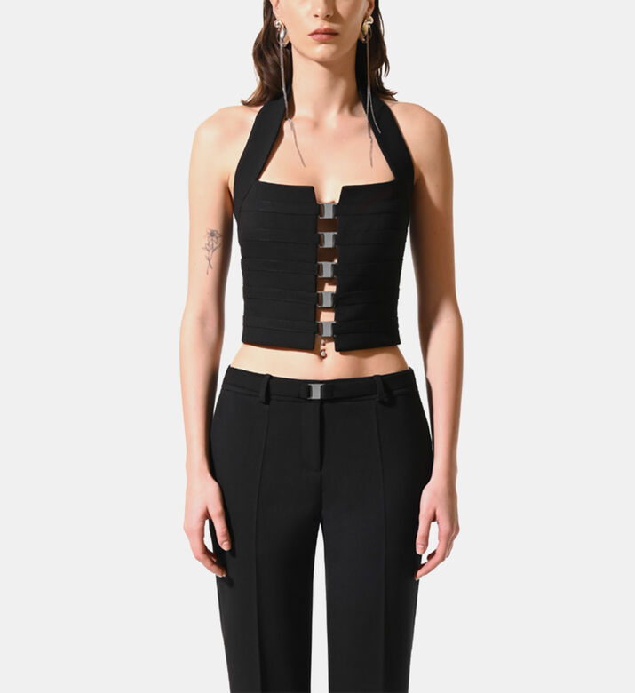 Wool Buckle Waist Pants