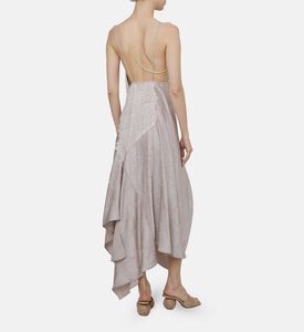 Lace-trimmed Jacquard Midi Dress