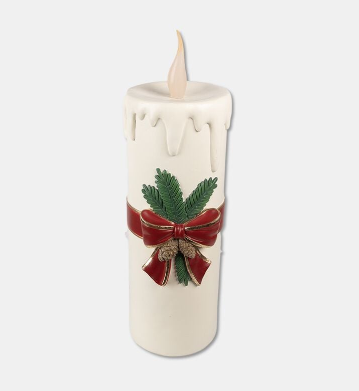 Clayre & Eef Candle With Led 3xaa, White, 18x20-cm, Packshot View