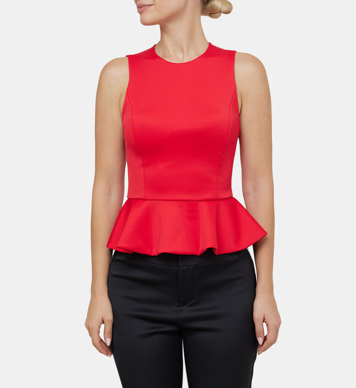 Poppy Crewneck Cap Sleeve Peplum Top