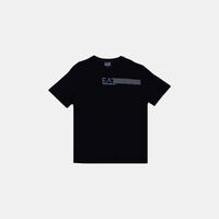 Cotton 7 Lines-print Crewneck T-shirt
