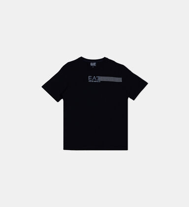 Cotton 7 Lines-print Crewneck T-shirt