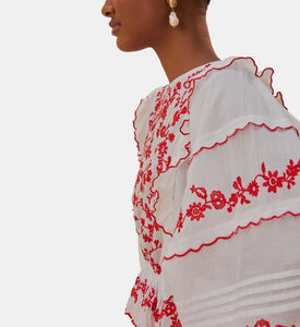 Floral-embroidery Loose-fit Top