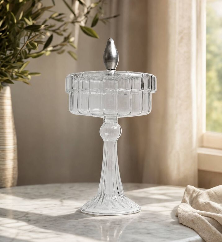 Byleasfeir Glass Silver Base Maamoul Bowl, Model View