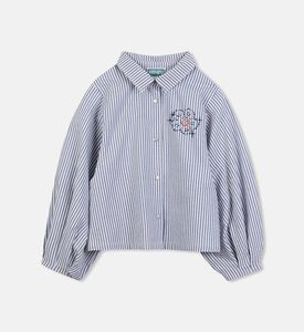 قميص مخطط بأكمام طويلة ومنتفخة